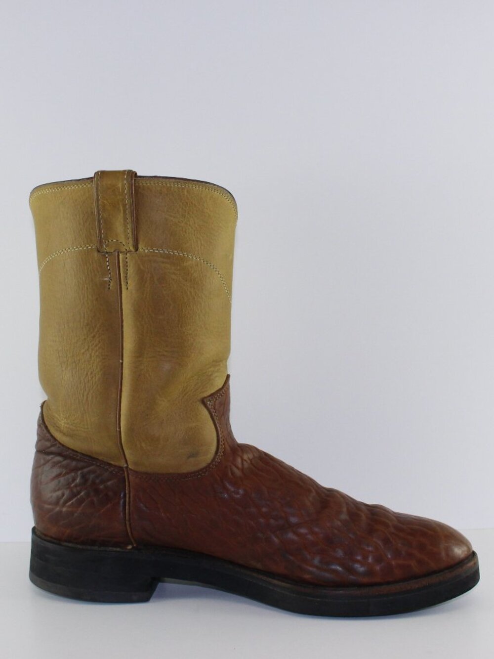 Justin Boots Brown Tan Leather Cowboy Western Boots (Men 13 US) - Picture 4 of 12
